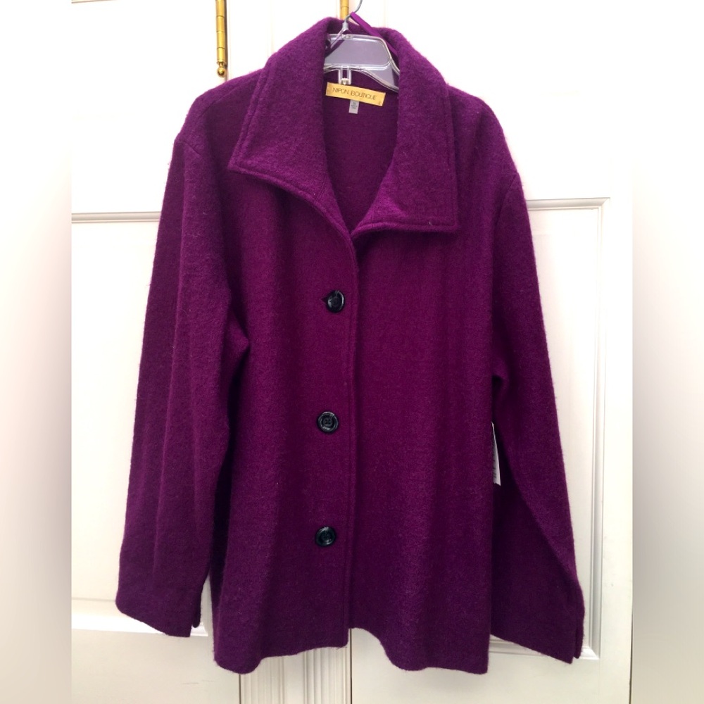 Nipon Boutique Women's Purple Brushed Wool Jacket Blazer